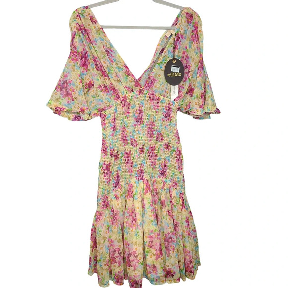 byTiMo FLORAL SMOCKED CHIFFON DRESS IN SUMMER FLOWERS Size XS NWT - Picture 3 of 8